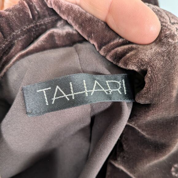 Tahari Velvet Topper Jacket Blazer 10 Brown Embroidery Whimsigoth Boho Lagenlook - Picture 8 of 10